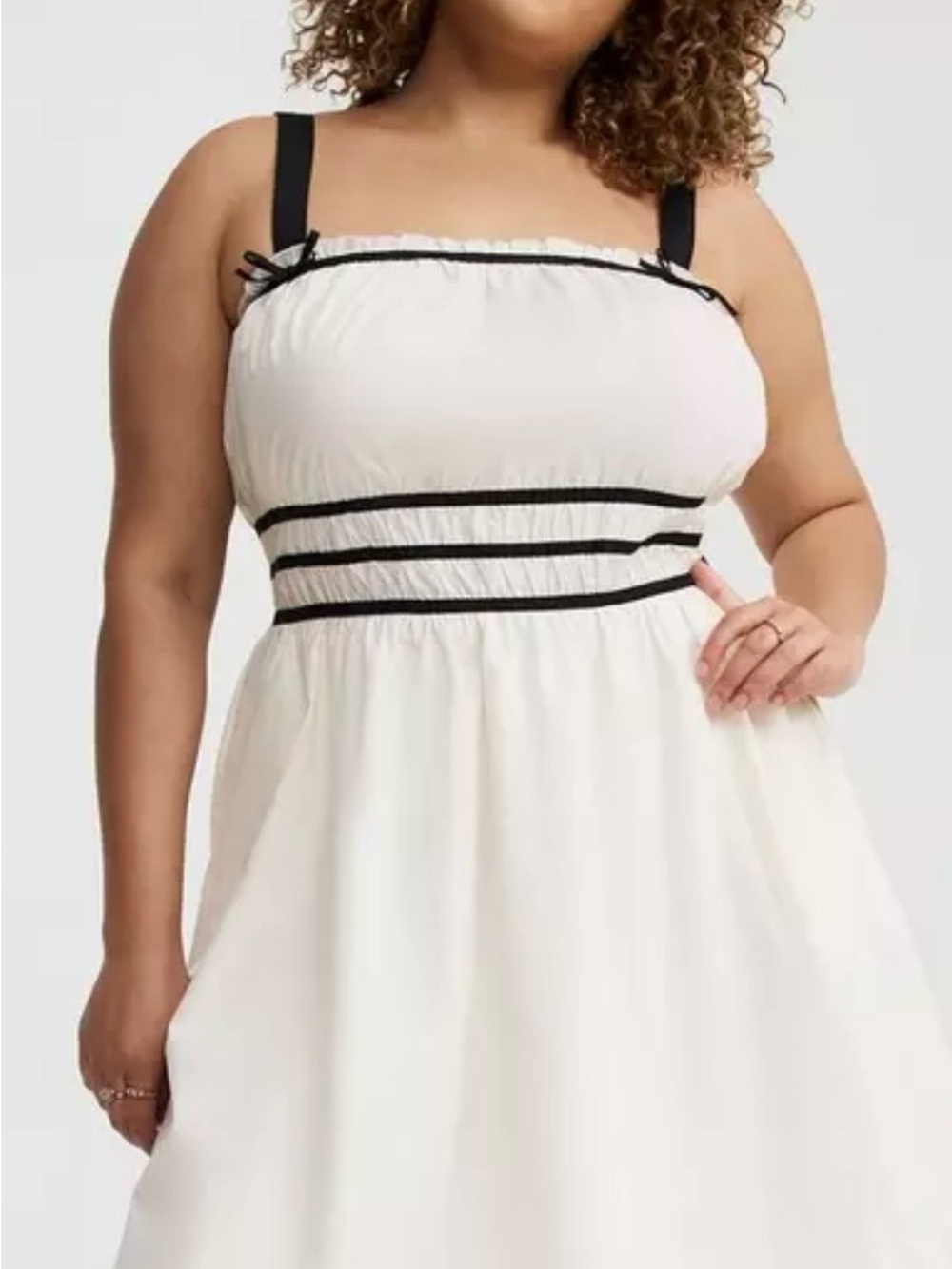 torrid White Sundress with Black Straps and Trim - Asymmetrical Look